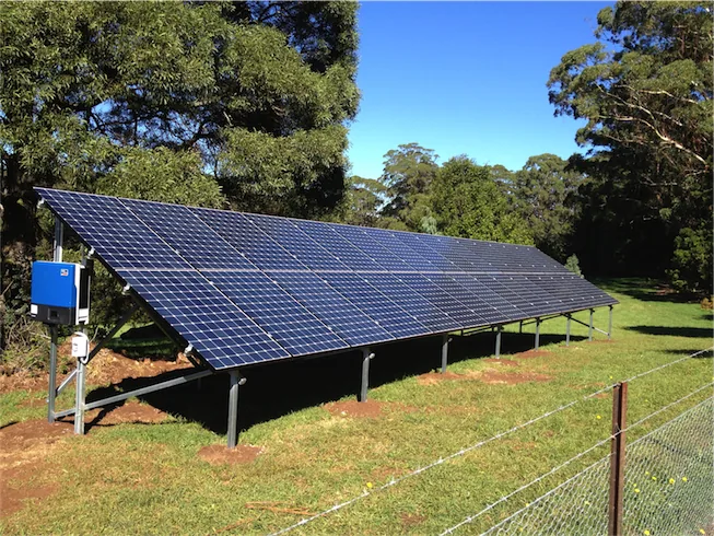 Ground mounted solar array in the Blue Mountains